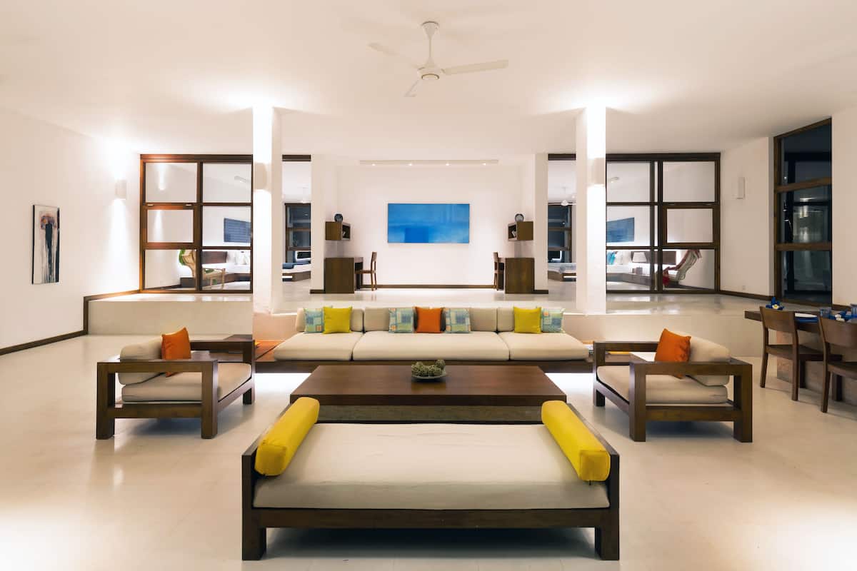 Superior-Villa, Terrasse | Wohnbereich | Flachbildfernseher