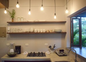 Villa, 2 Bedrooms, Kitchen, Pool View | Private kitchen | Full-size fridge, stovetop, blender, cookware/dishes/utensils