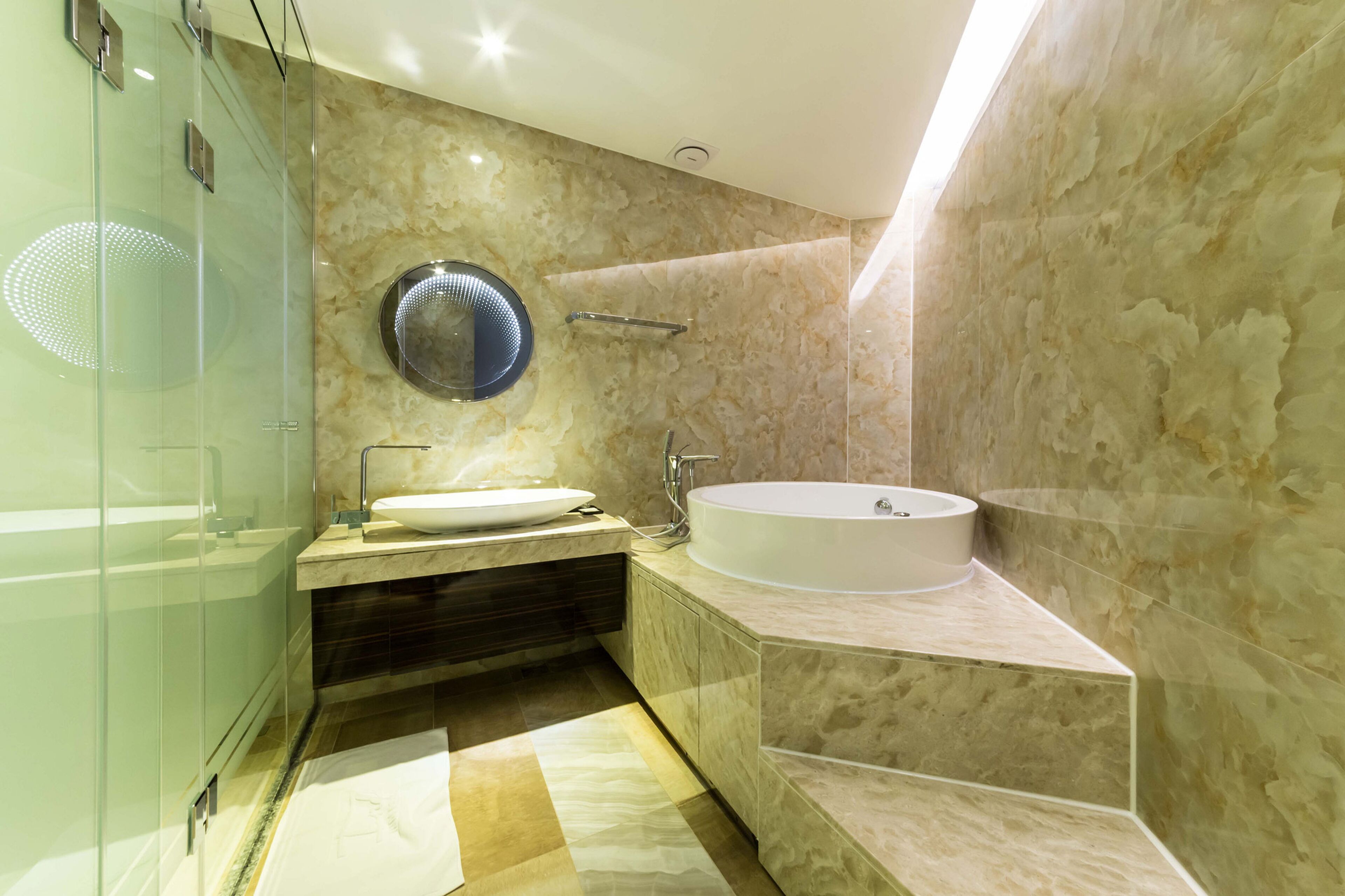standard double room | bathroom | bathtub, jetted bath, designer toiletries, hair dryer