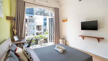 Desk, blackout curtains, iron/ironing board, free WiFi