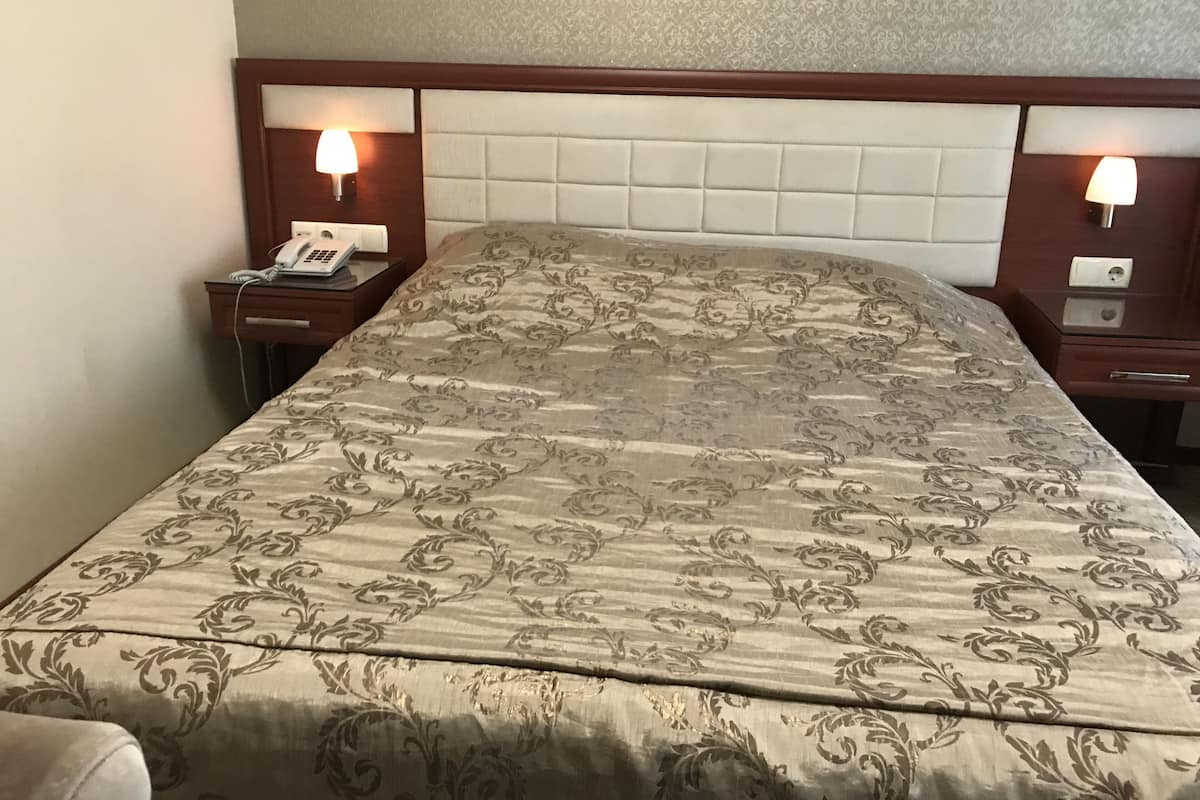 Een minibar, een kluis op de kamer, een bureau, geluiddichte muren