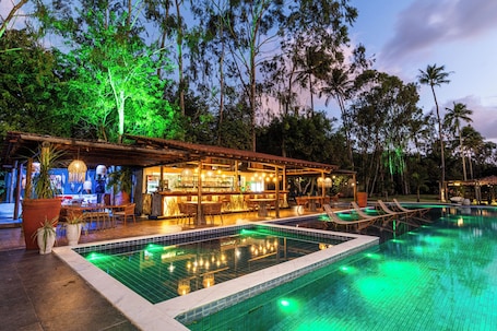 Outdoor pool, open 9:00 AM to 9:00 PM, pool umbrellas, sun loungers