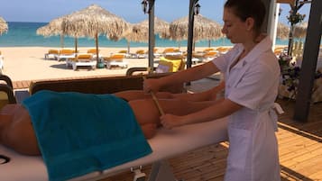 Massages on the beach, body wraps, body scrubs, facials