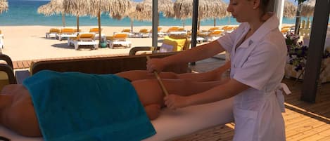 Beach massages, body wraps, body scrubs, facials