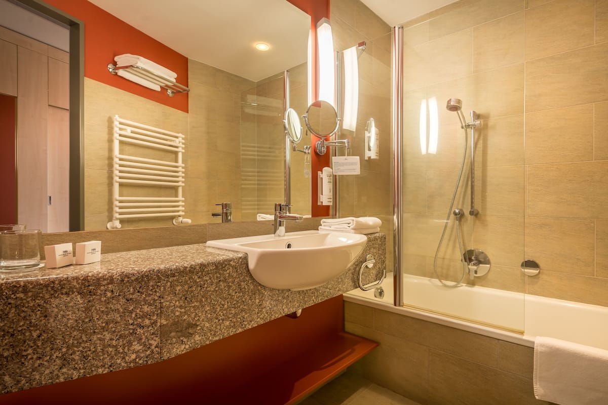 free toiletries, hair dryer, bathrobes, towels