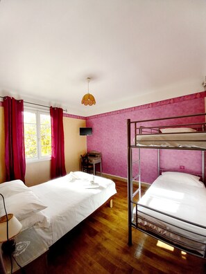 Individually decorated, individually furnished, desk, laptop workspace