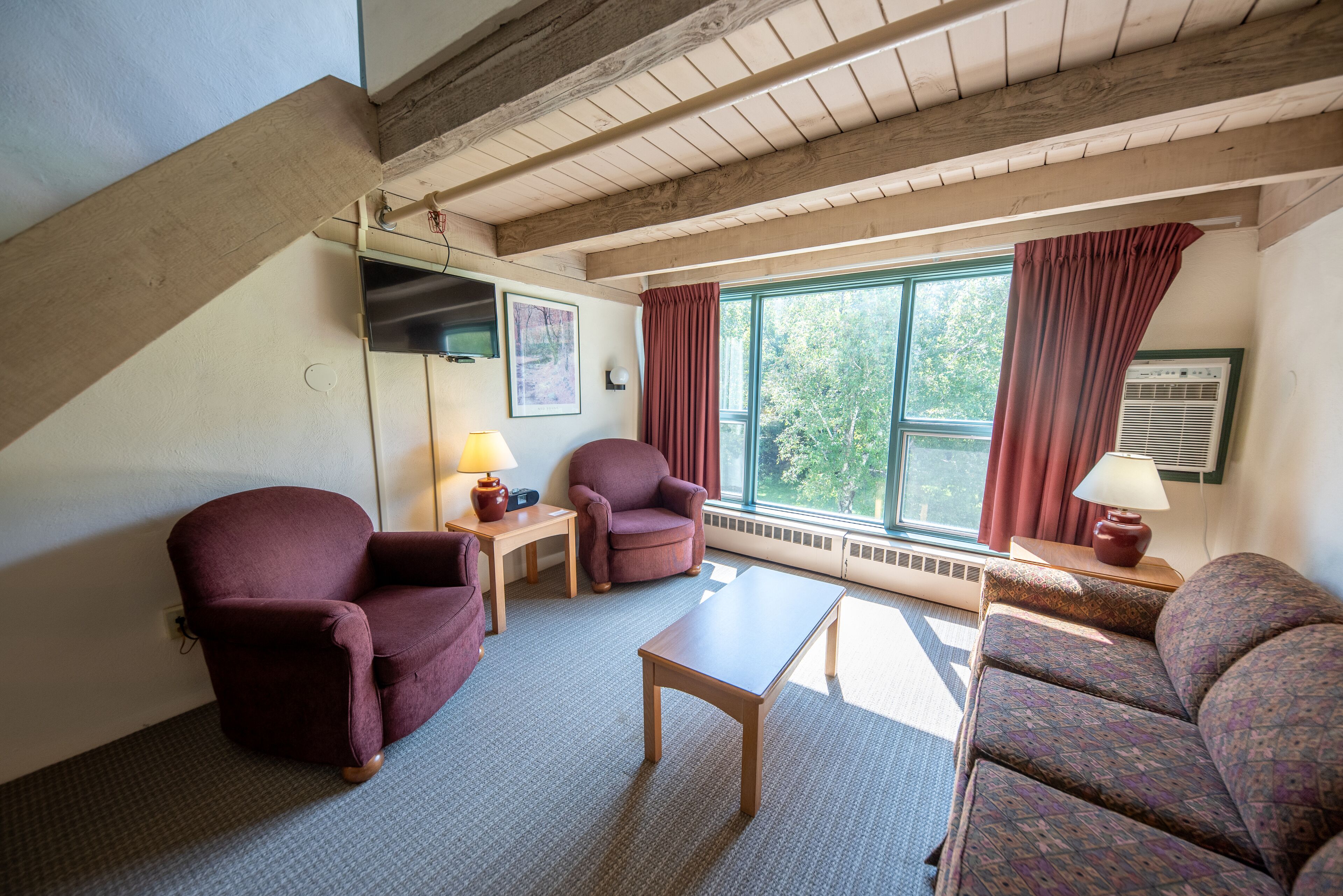 loft, 1 queen bed with sofa bed, mountain view | living area | 40-inch smart tv with digital channels