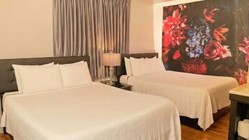 Double Room, 2 Queen Beds, Courtyard Area | Free WiFi, bed sheets