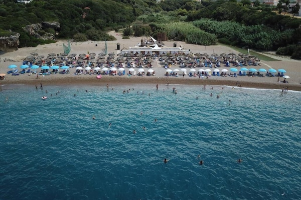 Beach umbrellas, beach massages