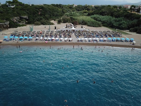 Beach umbrellas, beach massages