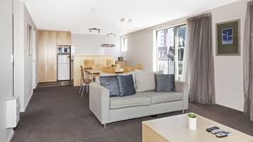 Central Christchurch Apartment | Living area | Flat-screen TV, DVD player