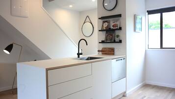 Apartment | Private kitchen | Full-size fridge, oven, stovetop, dishwasher