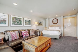 Studio | Living area | TV, DVD player - Downtown Studio W/ Sunny Alpine Views- Sleeps 4! Studio Bedroom Condo by RedAwning (Breckenridge)