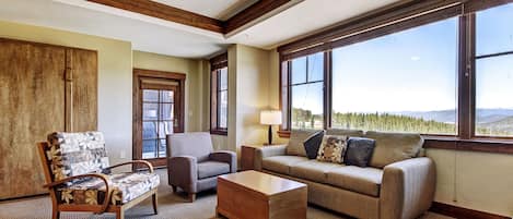Condo, 1 Bedroom | Living area | Flat-screen TV, fireplace, DVD player
