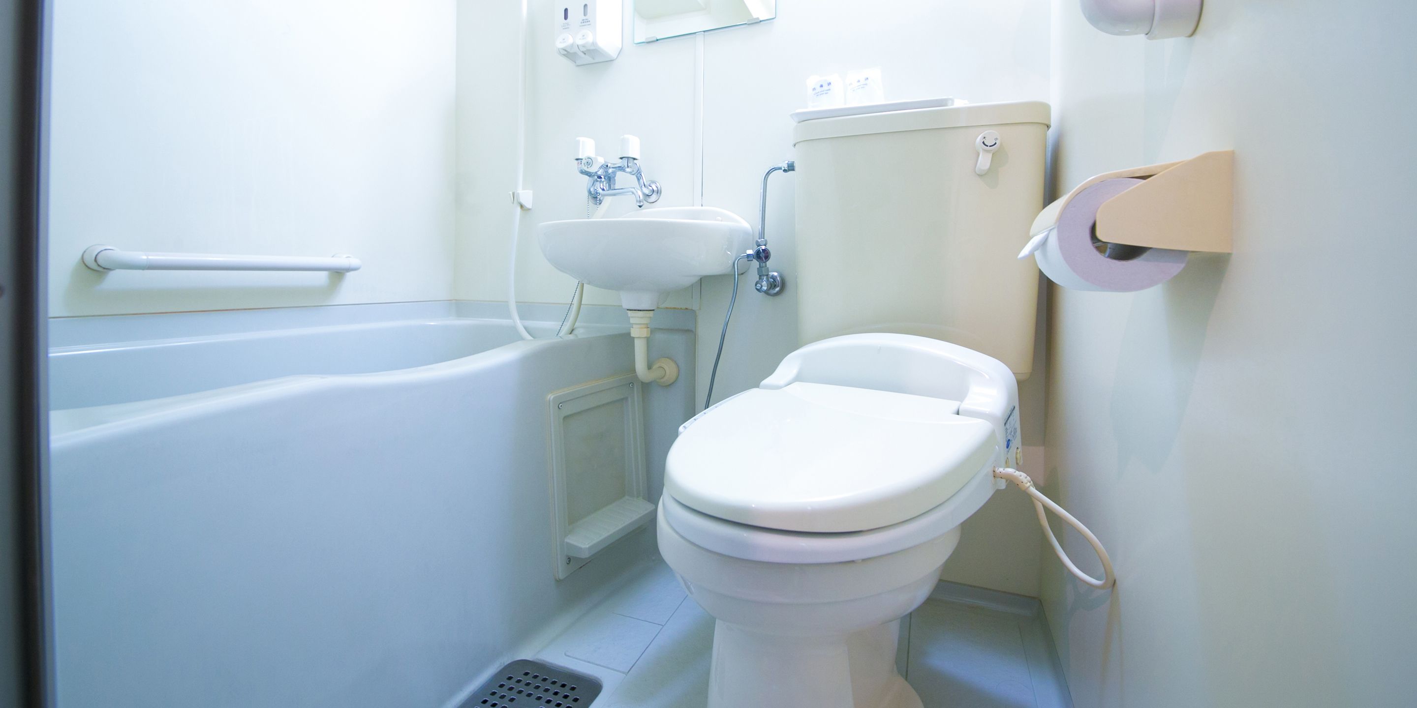 Hair dryer, slippers, electronic bidet, towels