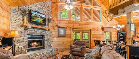 Huisje, 4 slaapkamers | Woonruimte | Een dvd-speler