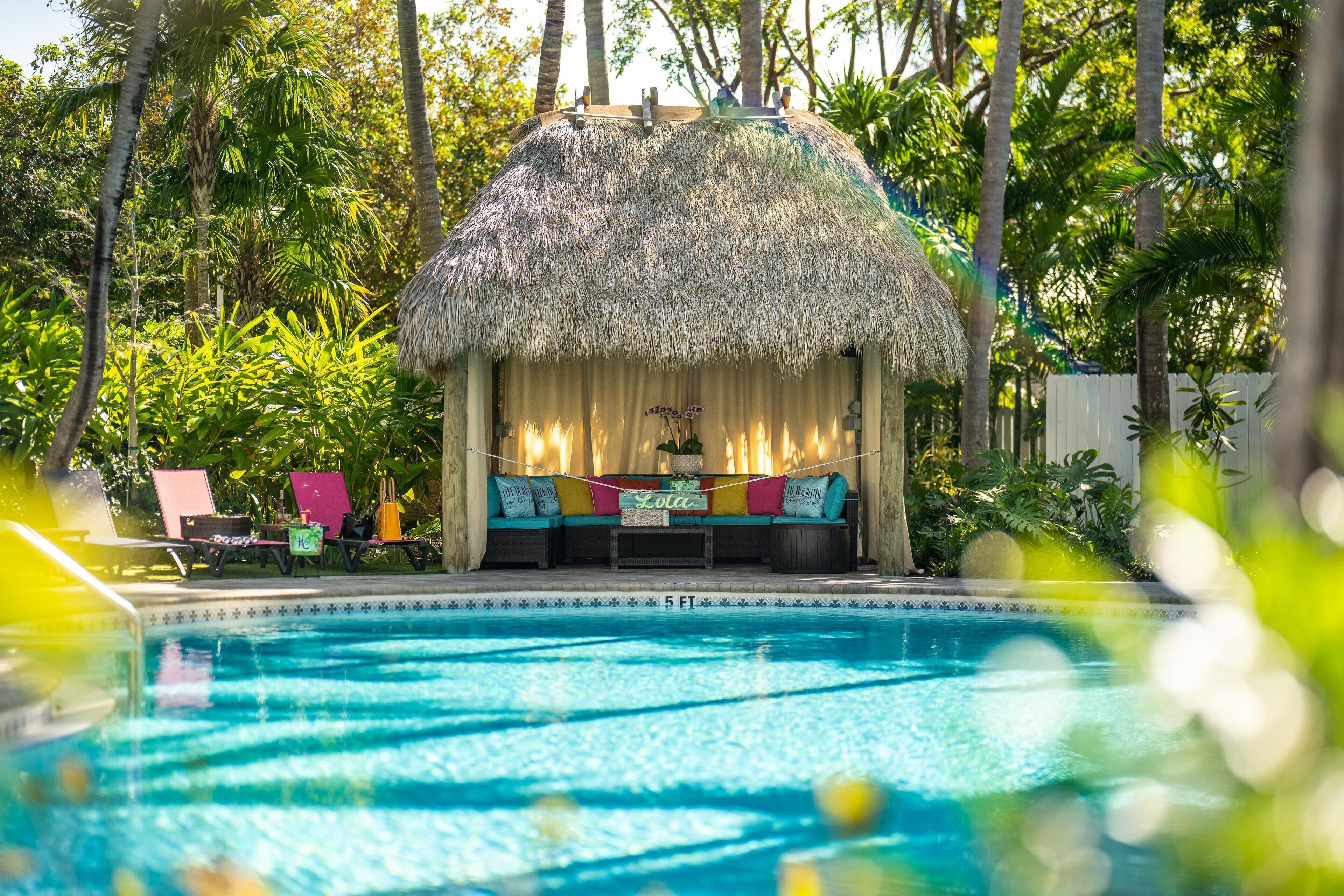 Outdoor pool, sun loungers