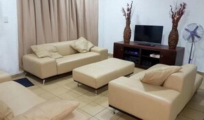 Flat-screen TV, DVD player