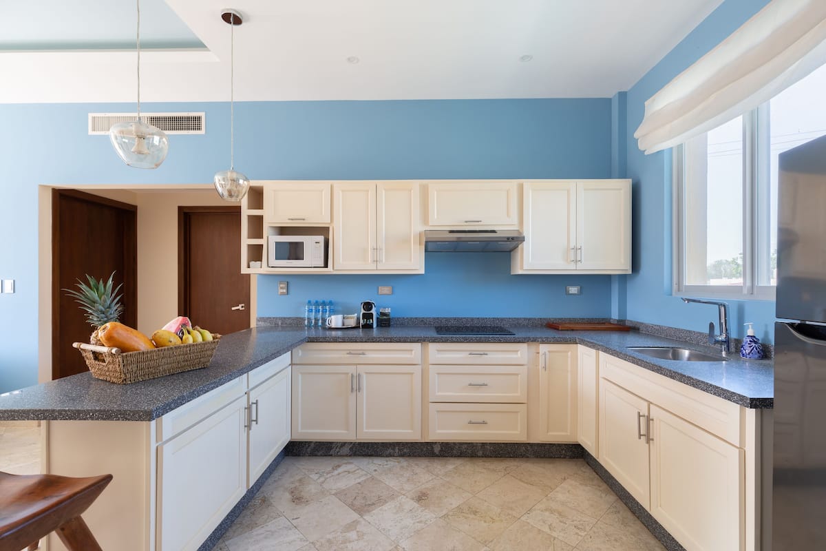 junior suite, 2 bedrooms, city view | private kitchen | microwave, coffee/tea maker