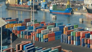 A port with shipping containers and cranes. - Casa Stay (Casablanca)
