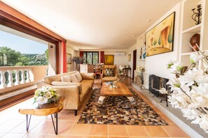 Smart TV, fireplace, DVD player