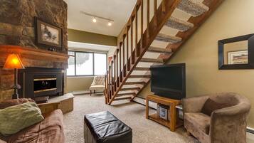 Smart TV, chimenea y reproductor de DVD