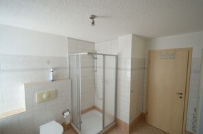 Hair dryer, towels, toilet paper