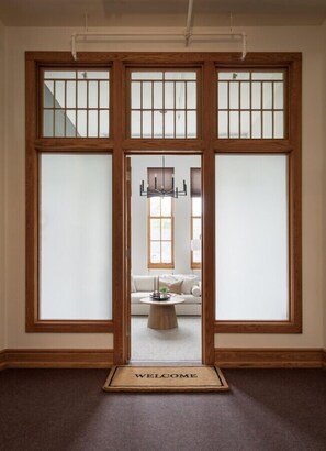 Interior - Historic Hearth · Newly Redesigned Condo in Historic Building (Traverse City)
