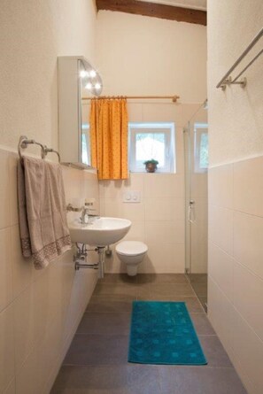 Shower, hair dryer, towels, soap - Arrive - holidays - refueling in "House on Forest Park" (Scheidegg-Lindenau)