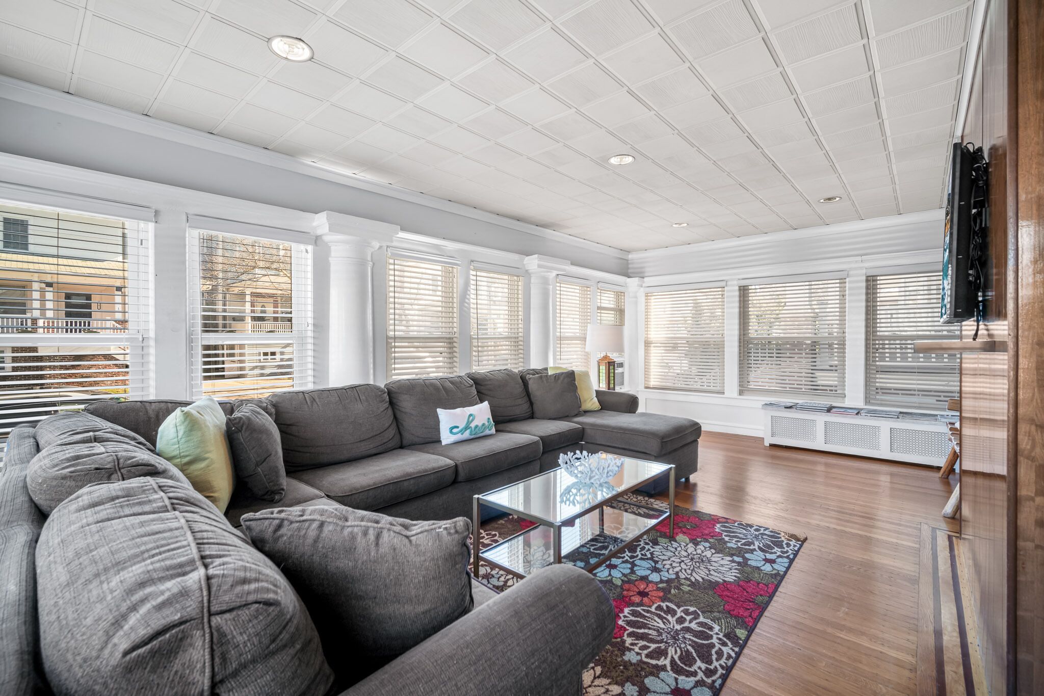 Télévision, cheminée, livres