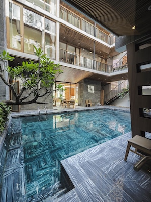 Outdoor pool, sun loungers