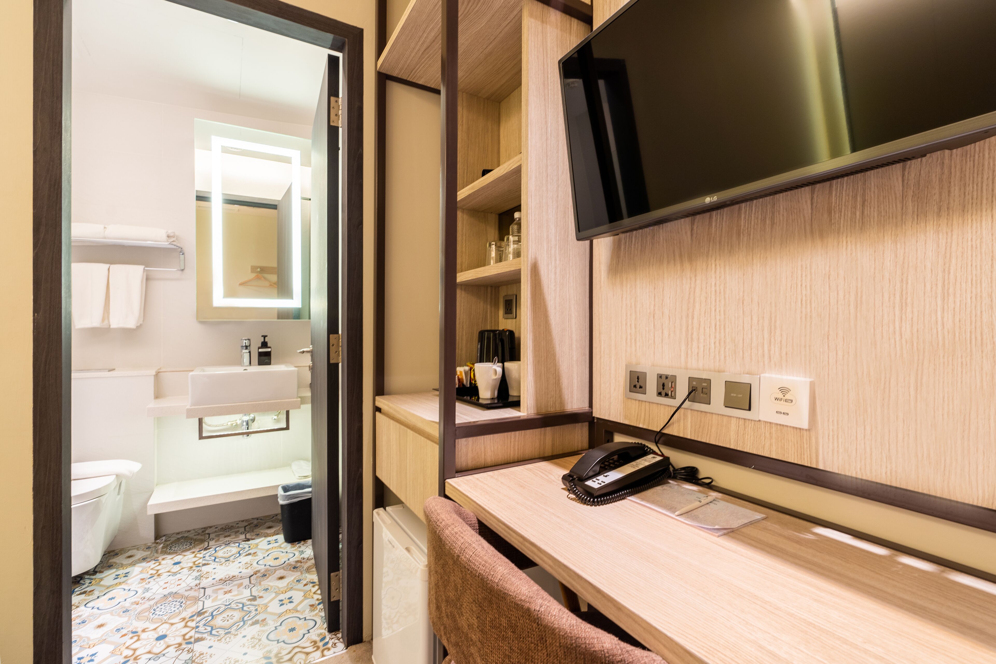 superior double room without windows | bathroom | shower, free toiletries, hair dryer, slippers