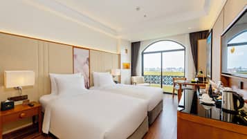 Signature Twin Room, Pool View | Premium bedding, minibar, in-room safe, desk