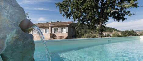 Outdoor pool, pool loungers