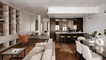 Luxe appartement | Italiaanse Frette-lakens, luxe beddengoed, pillowtop-bedden, een minibar