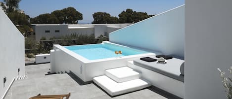 Executive Suite, Garden View, Plunge pool | Ropa de cama de alta calidad y minibar