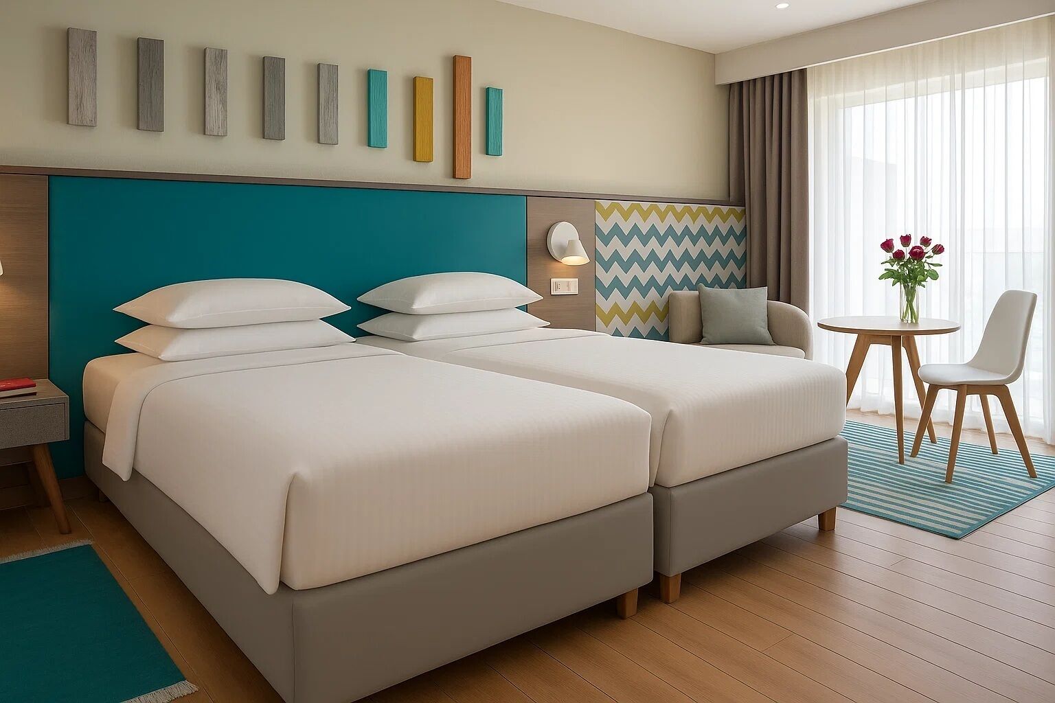 標準客房, 2 張單人床, 城市景觀 | 迷你吧、客房內保險箱、書桌、遮光布/窗簾