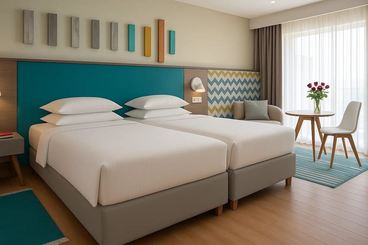 Standard Room, 2 Single Beds, City View | Minibar, in-room safe, desk, blackout curtains