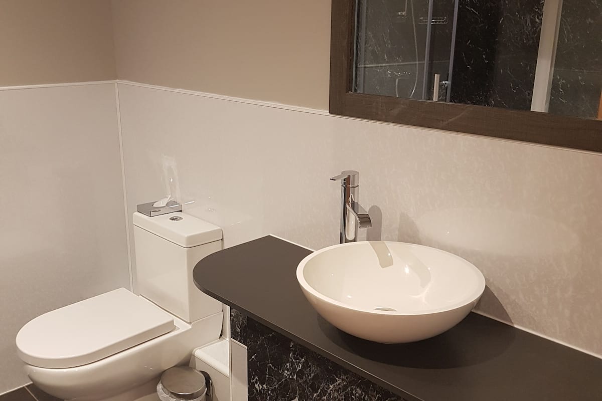 free toiletries, hair dryer, towels