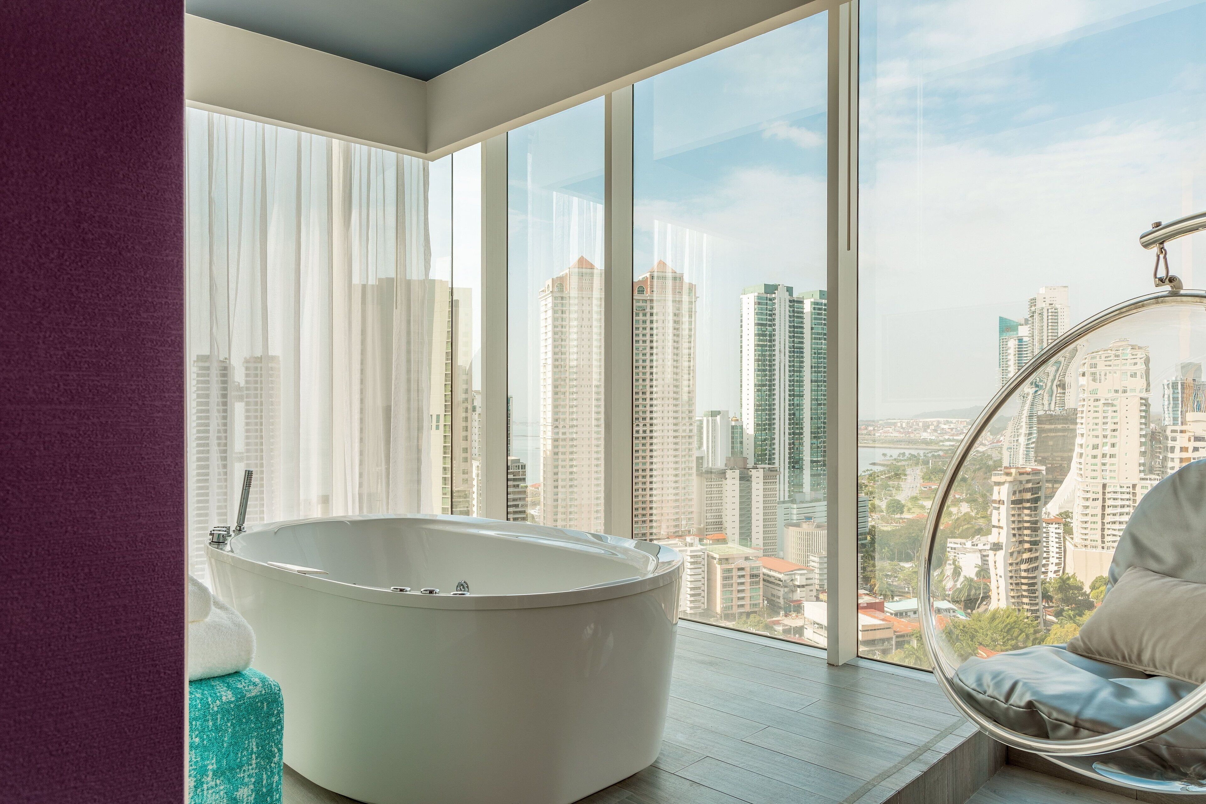 penthouse ii, suite, 1 king, partial city view | bathroom | free toiletries, hair dryer, towels