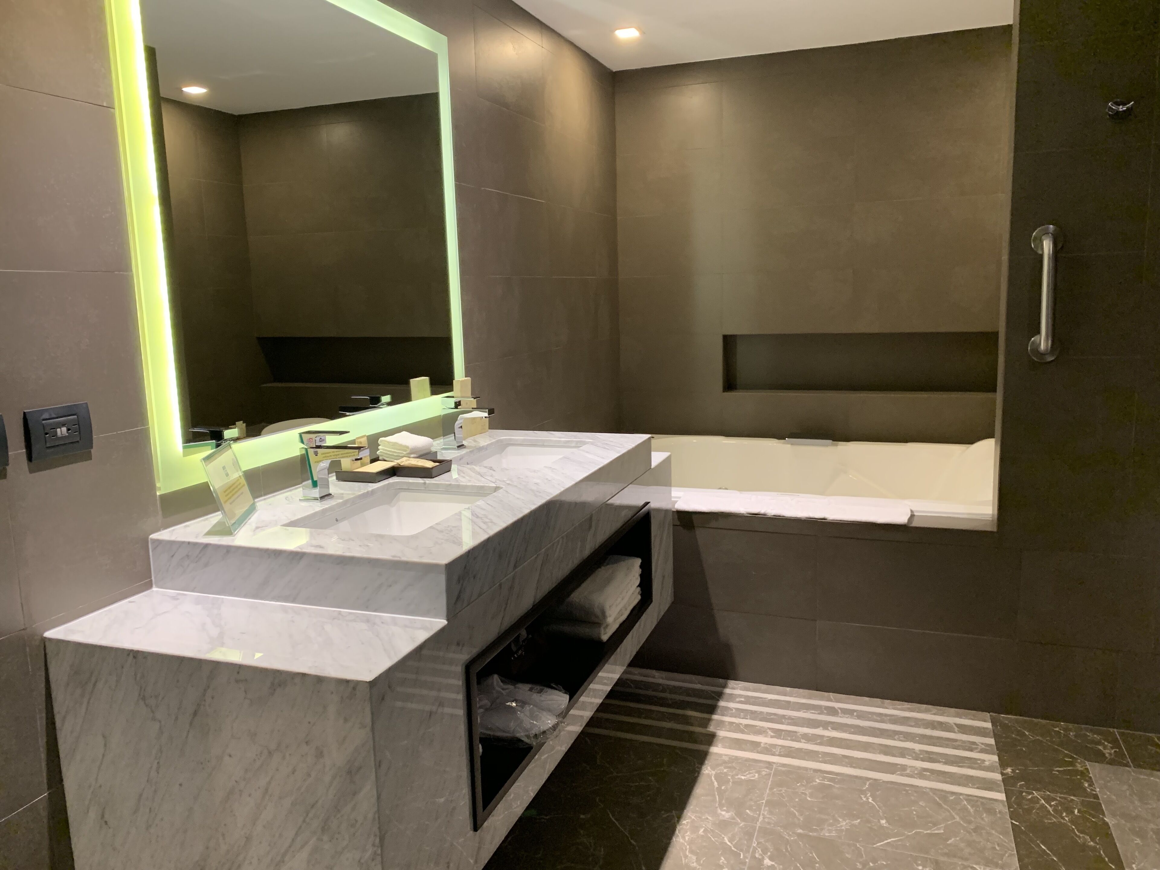 presidential studio suite, accessible, mountain view | bathroom | shower, free toiletries, hair dryer, towels