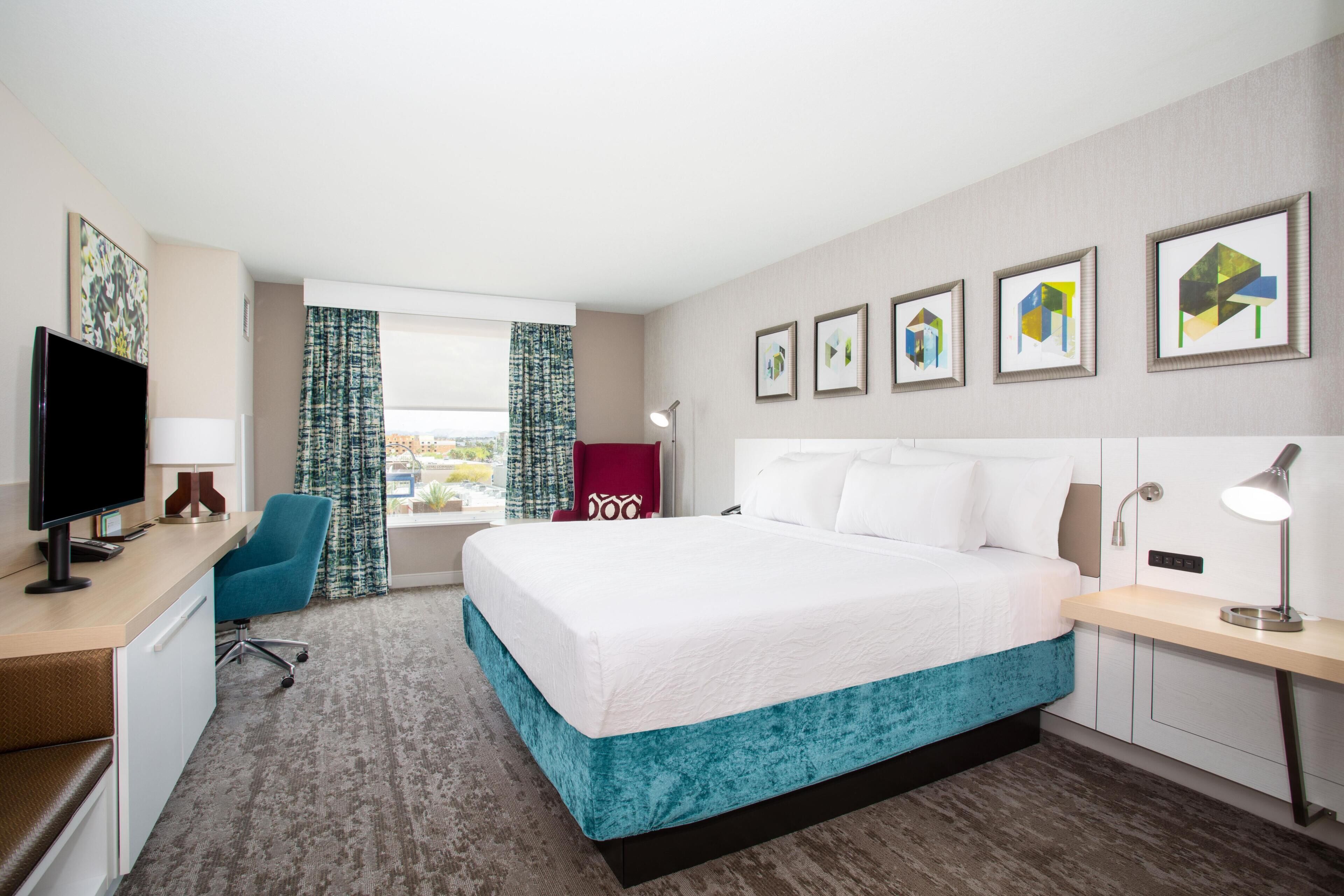Hypo-allergenic bedding, desk, blackout curtains, soundproofing