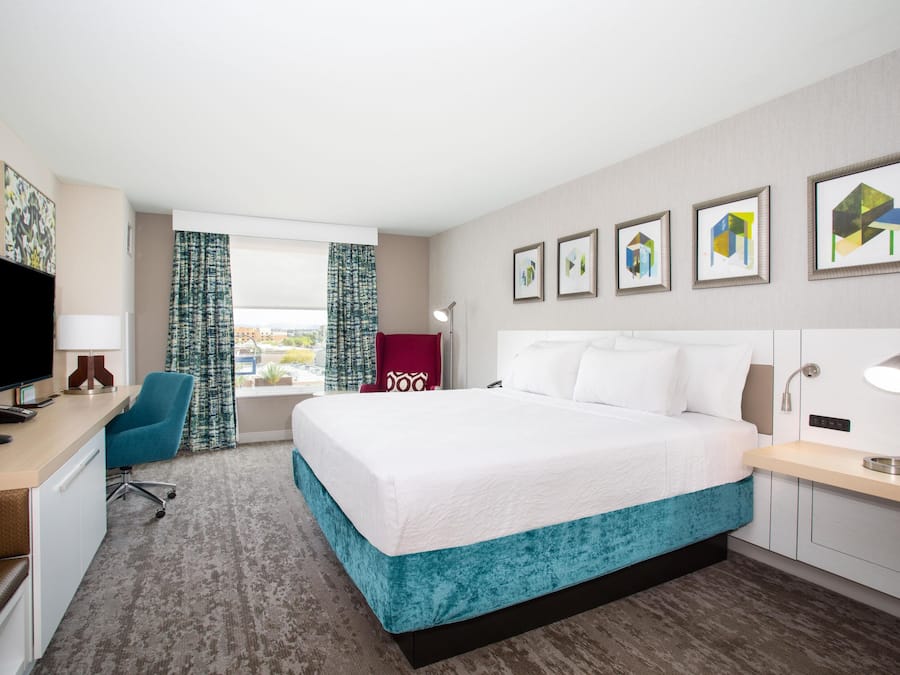 Hypo-allergenic bedding, desk, blackout drapes, soundproofing