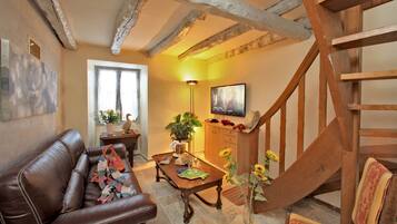 Smart TV, fireplace, video games, DVD player