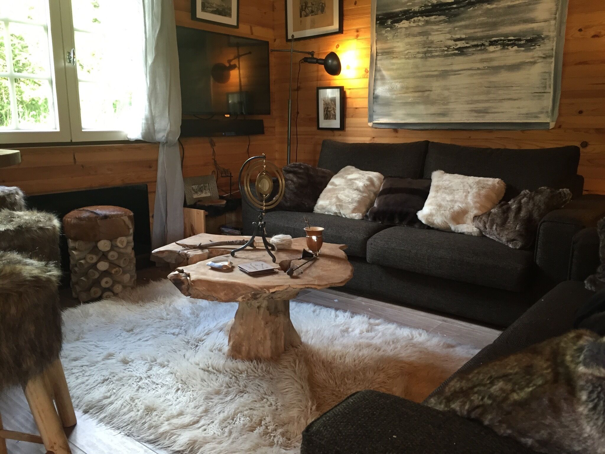 Smart TV, chimenea, reproductor de DVD, videoteca