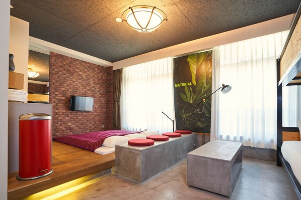 Comfort Quadruple Room | Blackout curtains, iron/ironing board, free WiFi, bed sheets - Hotel Material (Kyoto)