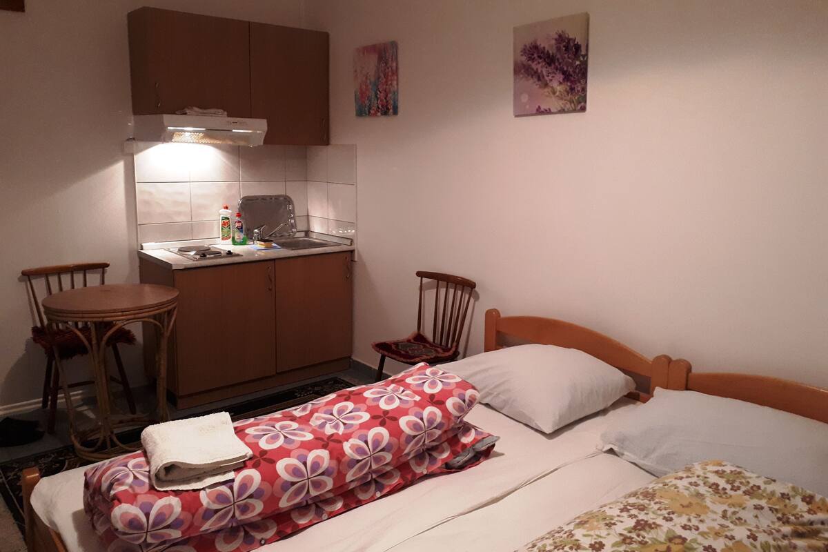 Familjestudio - terrass (Private Bathroom) | 1 sovrum, skrivbord, gratis wi-fi och sÀngklÀder
