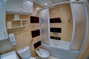 Standard Double Room, 1 Double Bed | Bathroom | Combined shower/tub, deep soaking tub, hydromassage showerhead - Rooms And Apartments S (Belgrade)