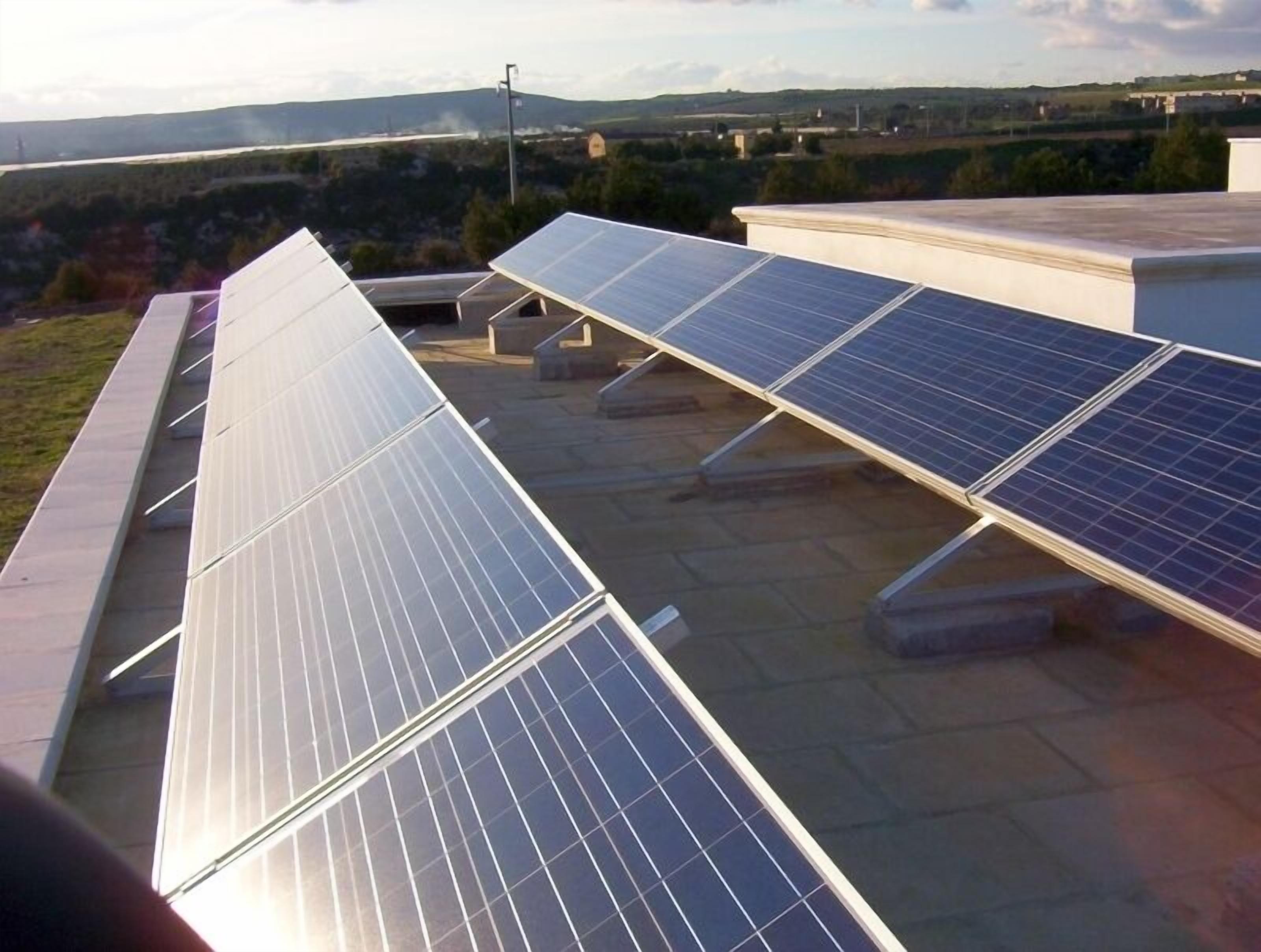 Solar panels installed on a rooftop.