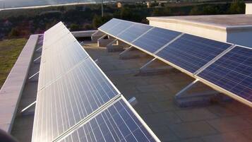 Solar panels installed on a rooftop.